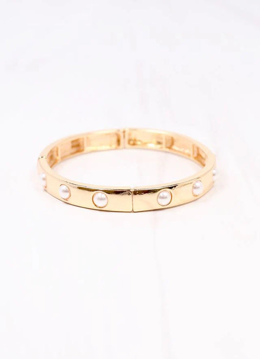 Addy Stretch Bracelet with Pearls Gold