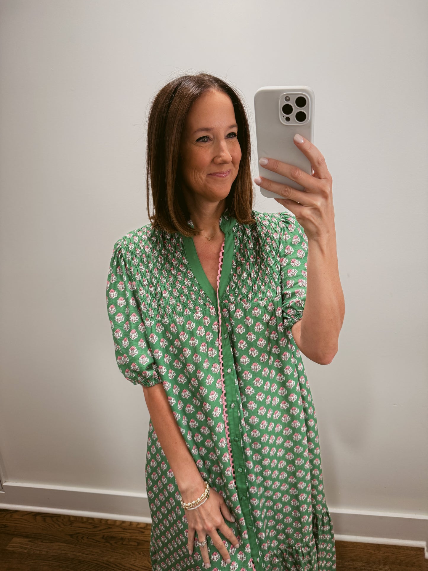 Emerald Blossom Midi Dress