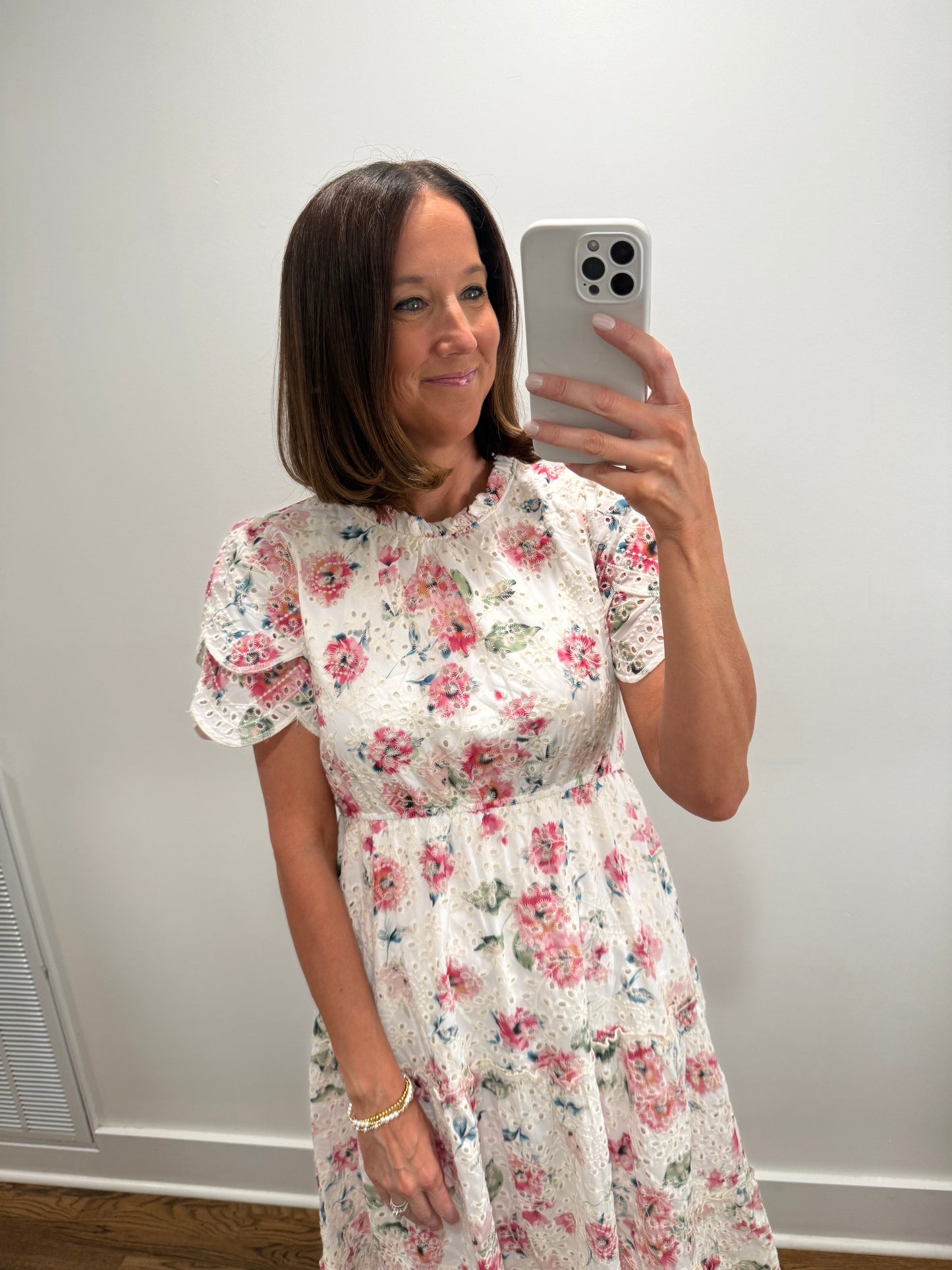 The Blush Garden Eyelet Midi Dress