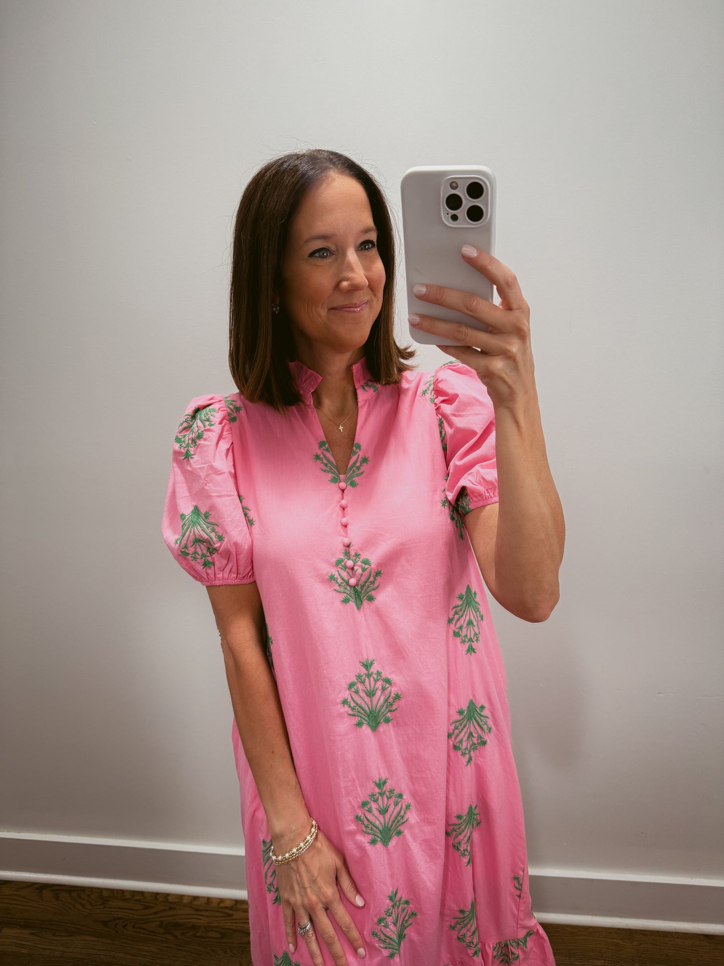 Pink Willow Ruffle Midi Dress