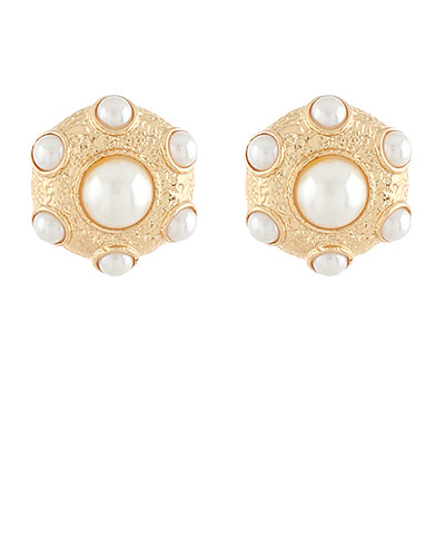 Statement Gold and Pearl Earrings