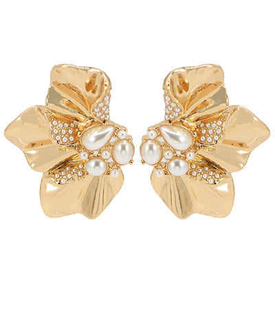 Statement Golden Flower Earrings