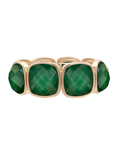 Green Square Stone Statement Bracelet