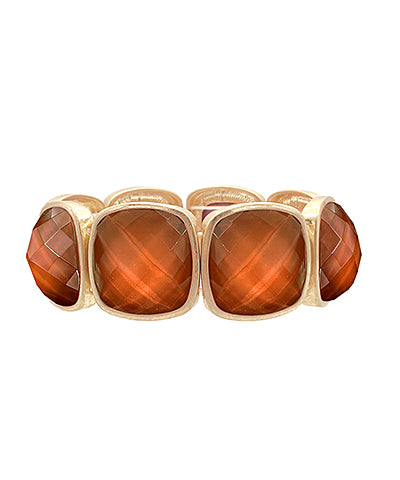 Brown Square Stone Statement Bracelet
