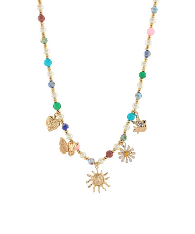 Multicolored Bead Charm Necklace