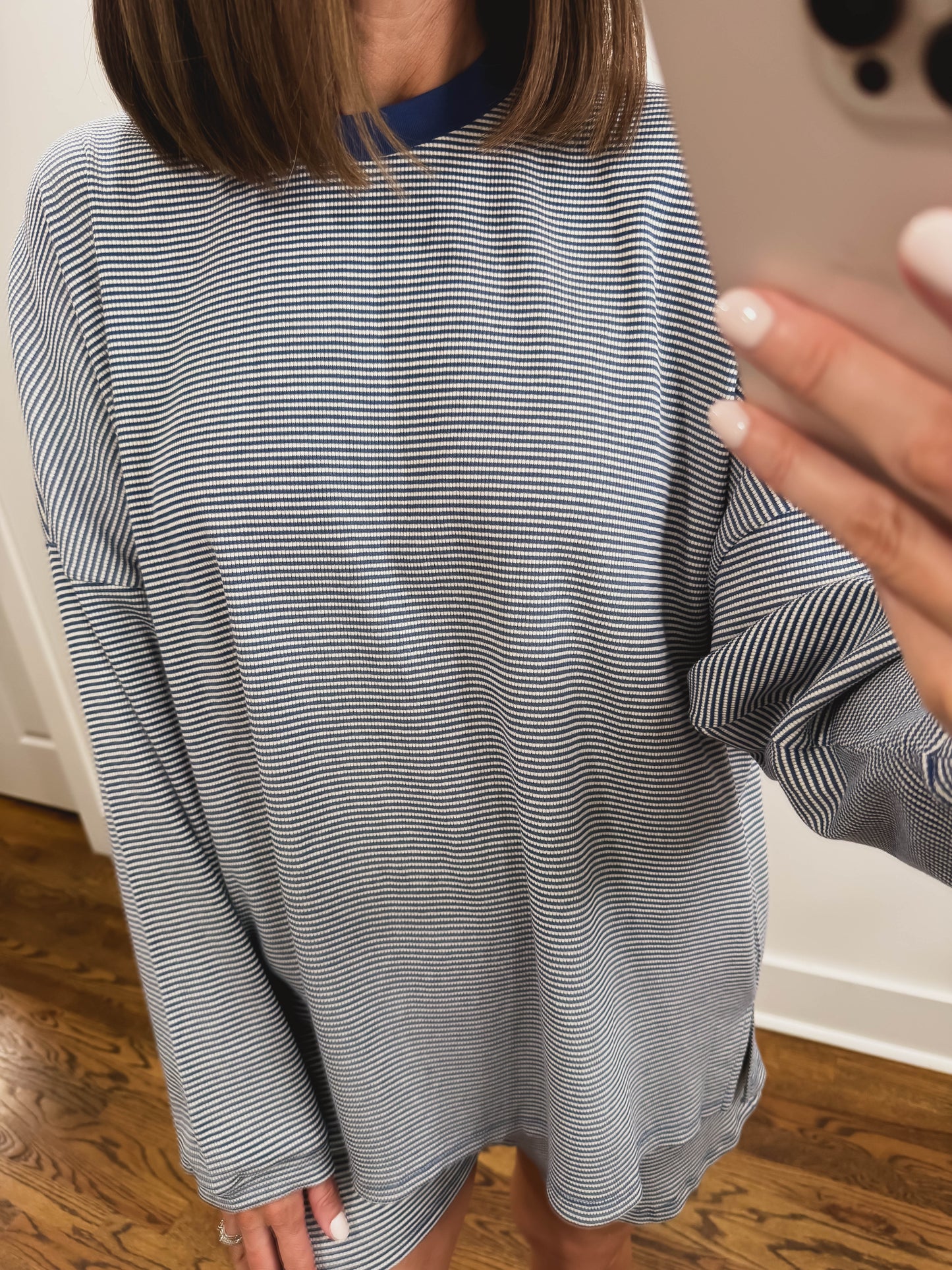 The Kennedy Striped Long Sleeve Top in Blue