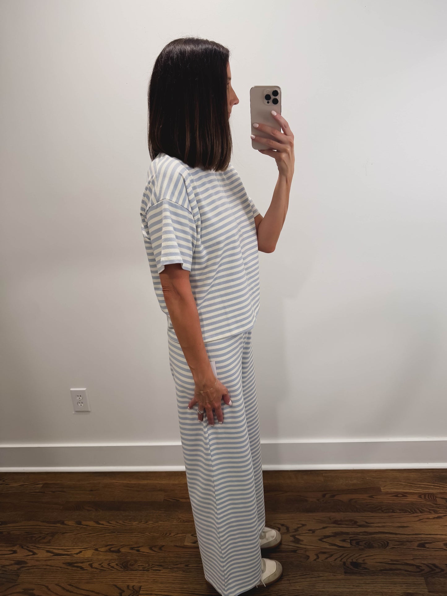 The Sandbar Striped Top in Light Blue