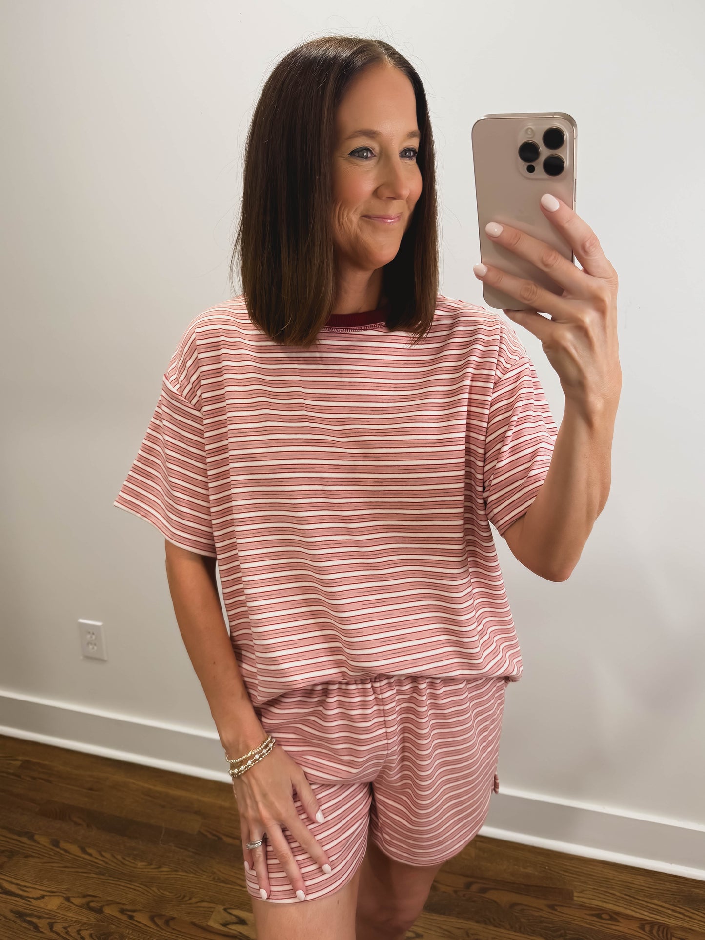 The Morgan Striped Shorts in Pink