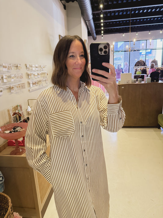The Collared Striped Shirt Dress