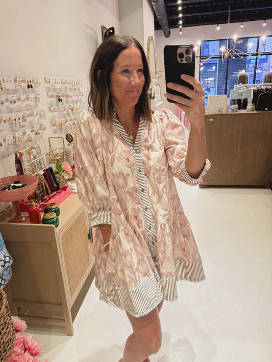 The Creamy Neutral Floral Dress **AVAILABLE IN PLUS (S-2X)