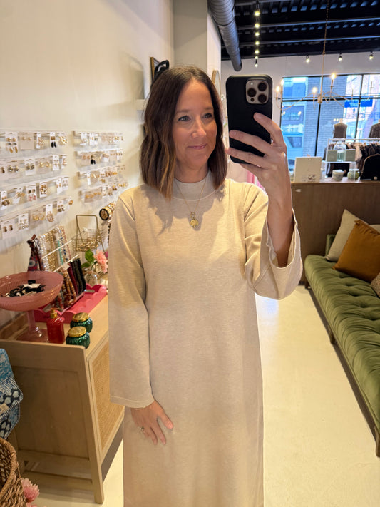 The Classic Sweater Maxi Dress in Sand