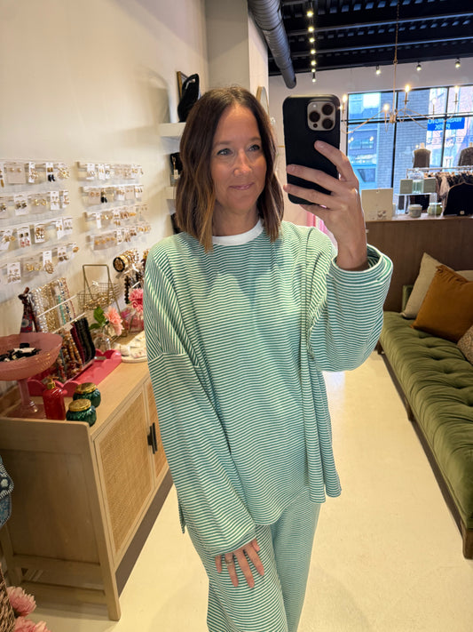 The Dani Striped Top in Green