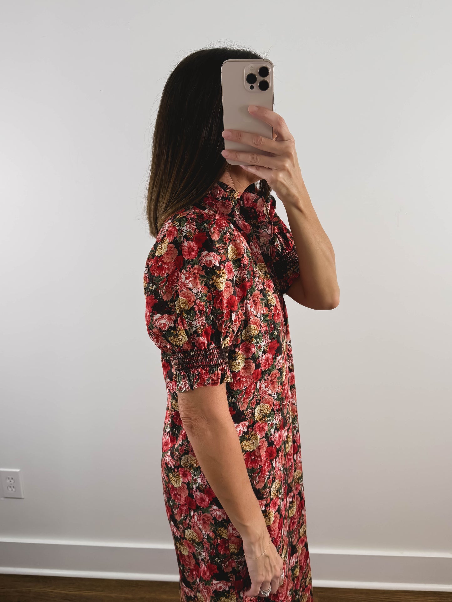 The Scarlett Dress | Red Floral Church Midi Dress