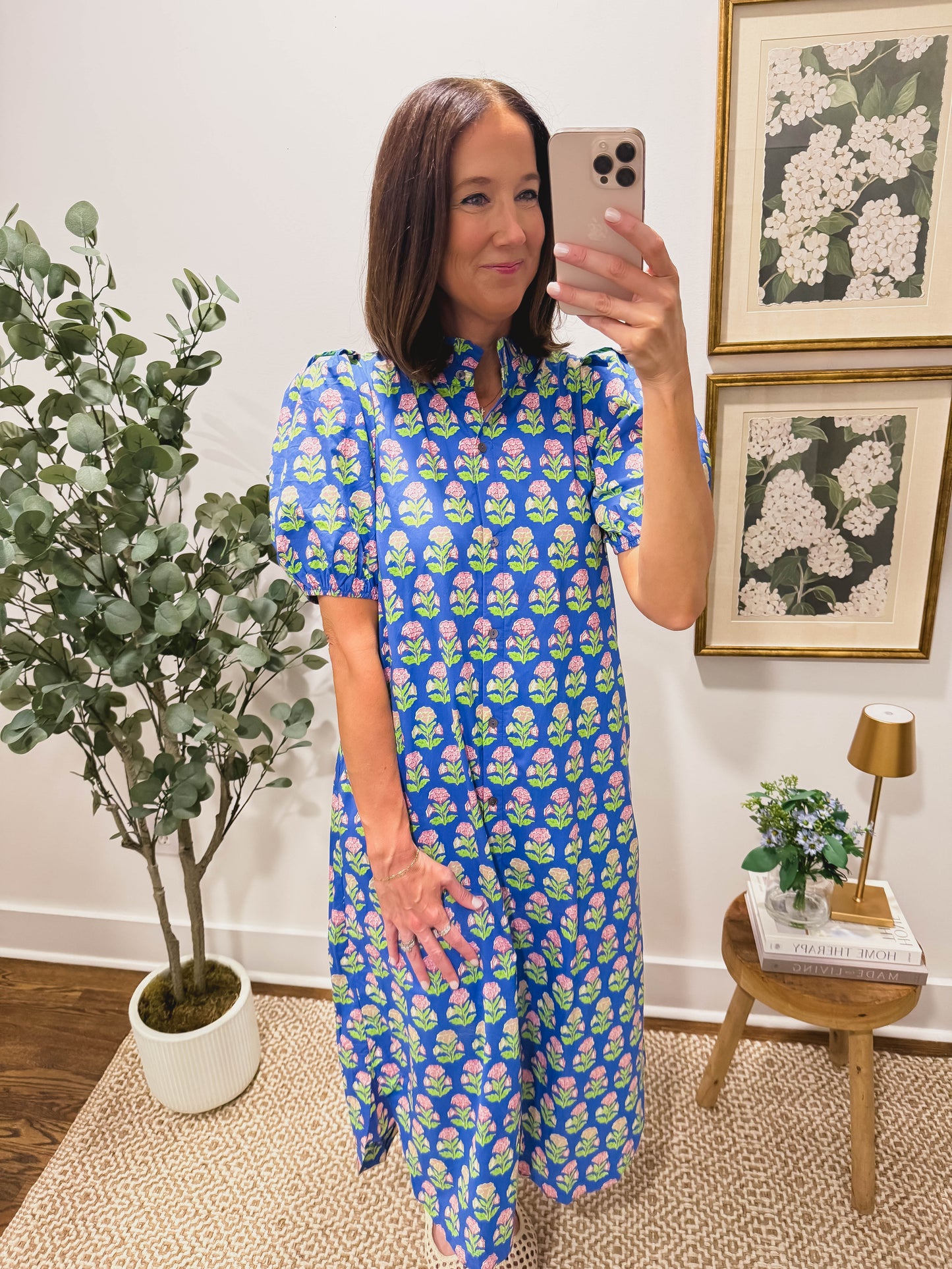 The Blue Floral Block Print Dress