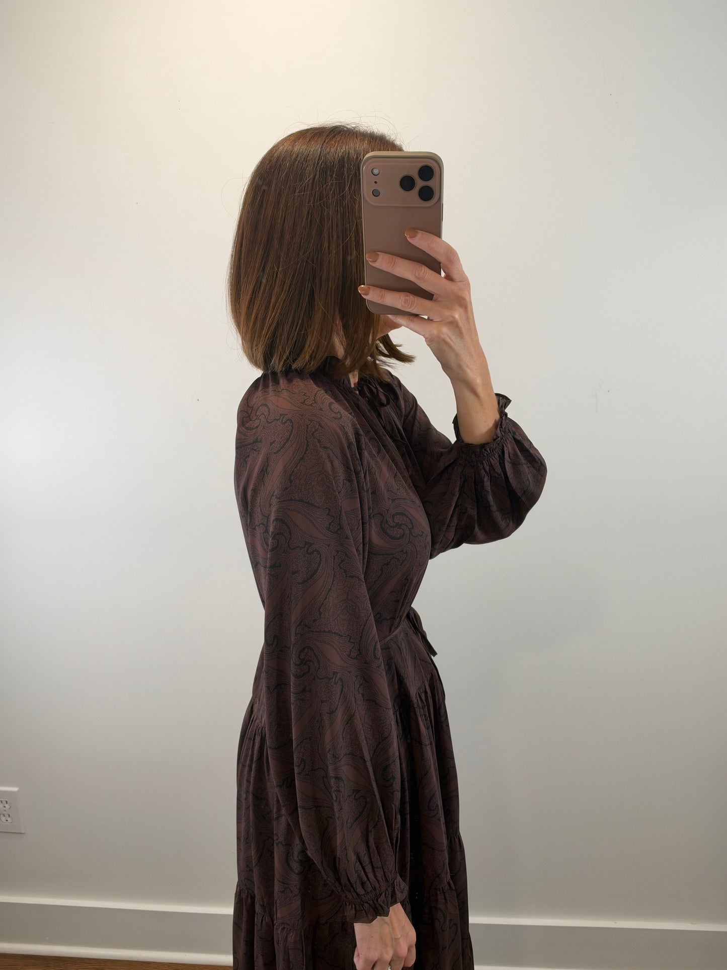 The Bourbon Dress | Brown Paisley Maxi Dress