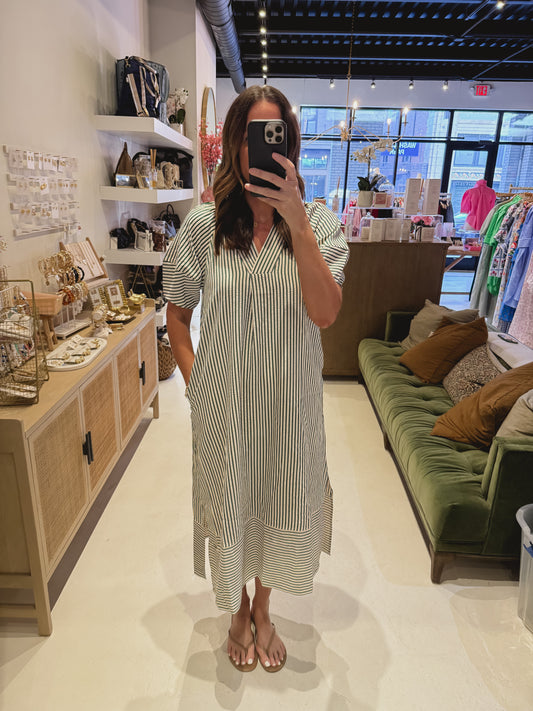 The Salt + Stripe Dress in Olive and Cream