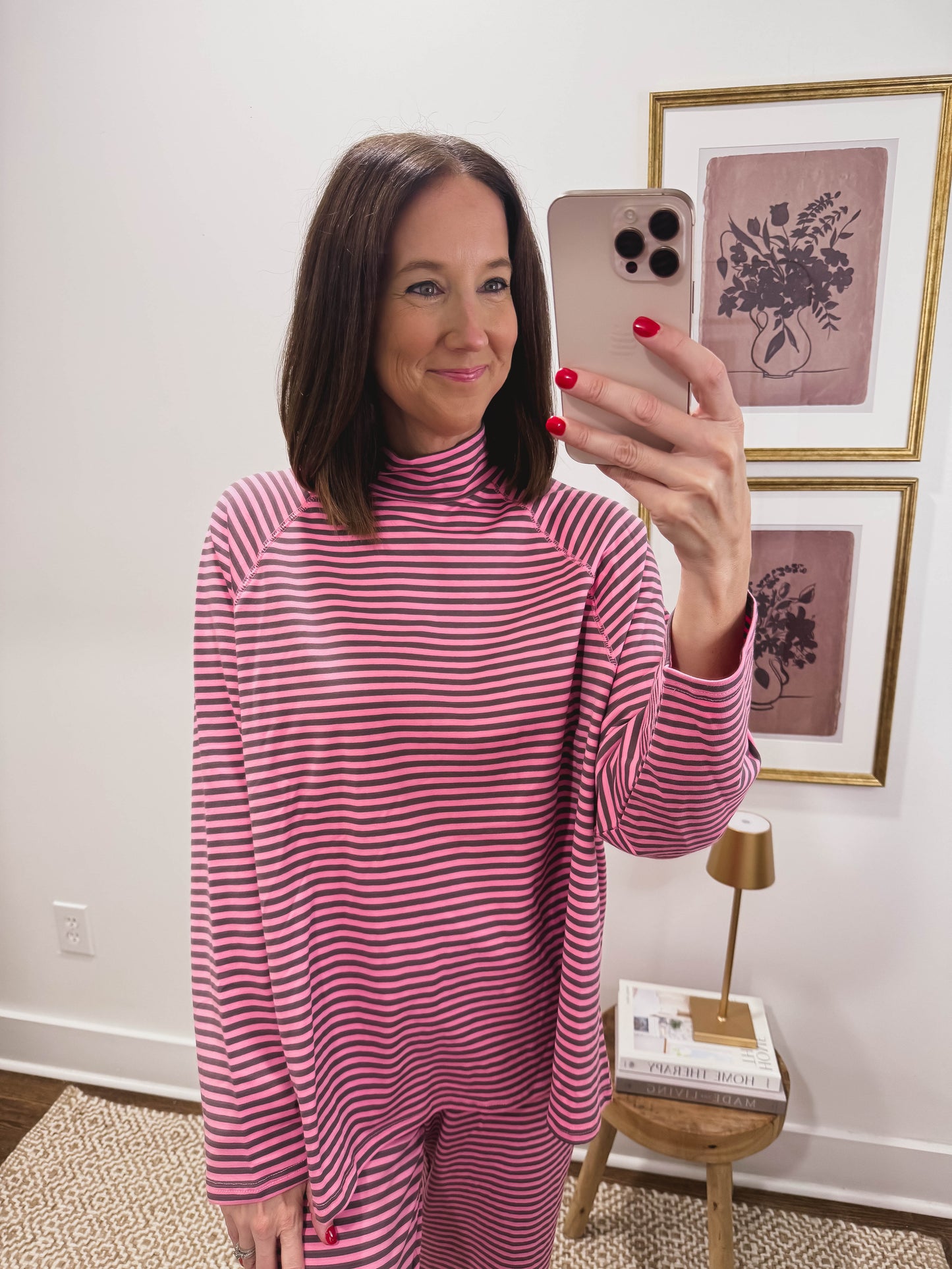 Cocoa Stripe Lounge Top