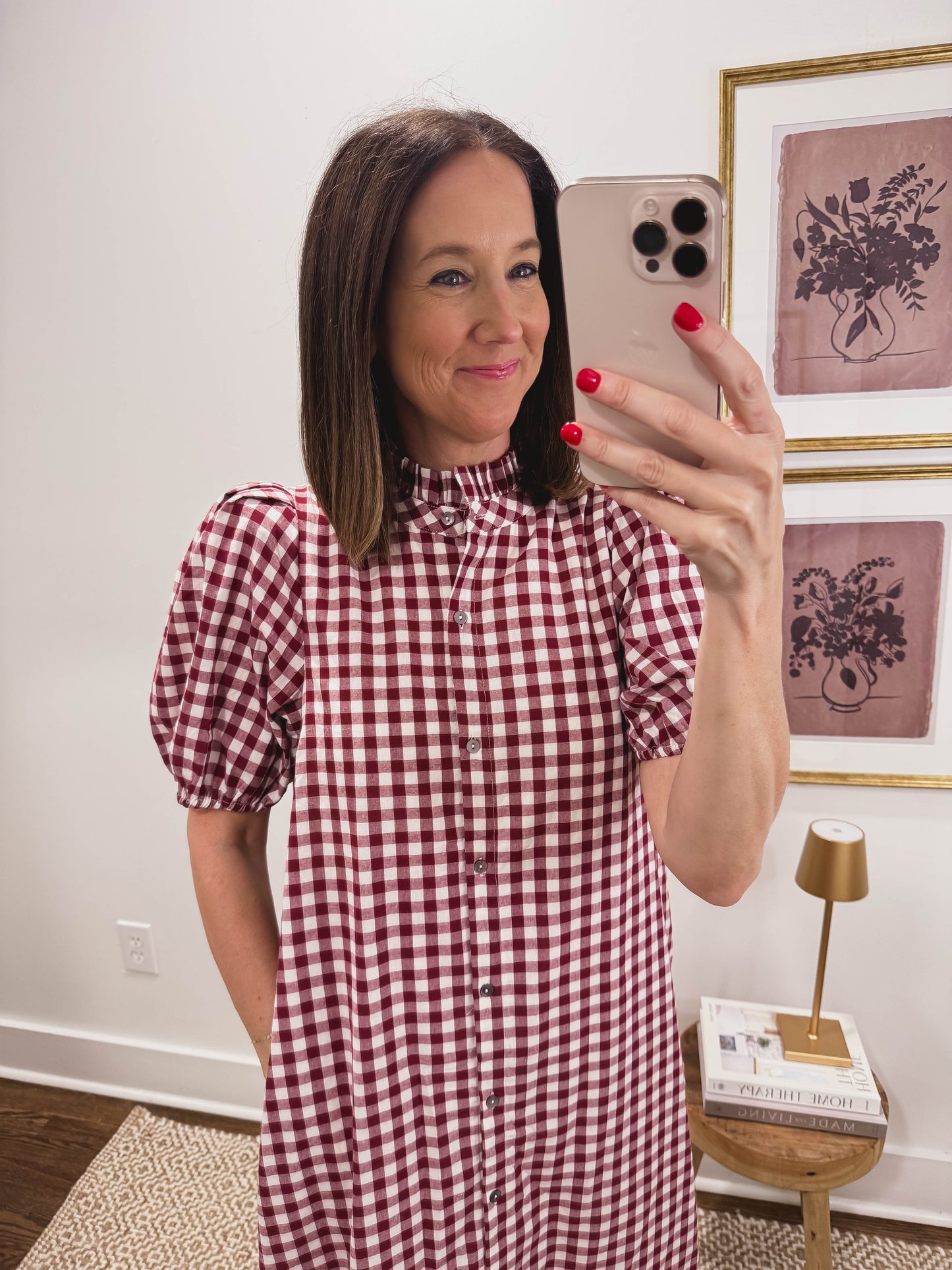 Heritage Gingham Dress in Burgundy
