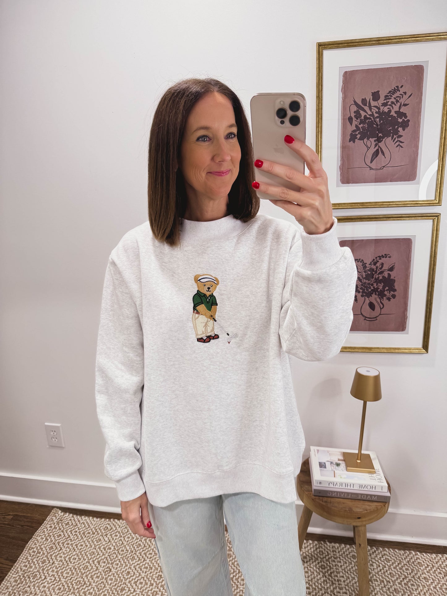 Mini Golf Teddy Mock Neck Oversized Sweatshirt