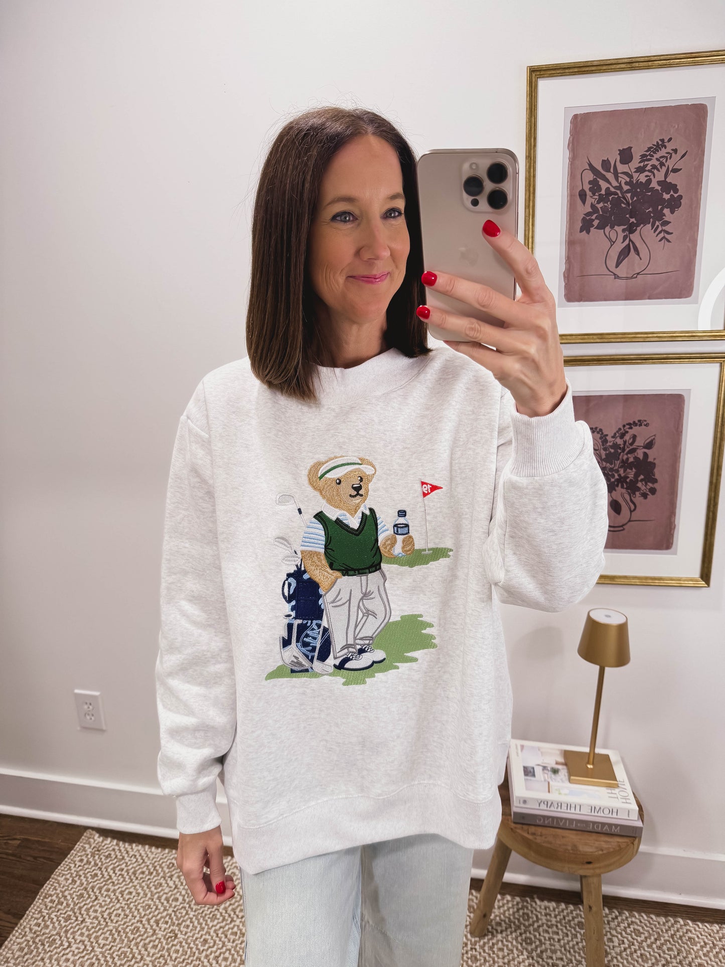 Large Golf Teddy Mock Neck Oversized Sweatshirt