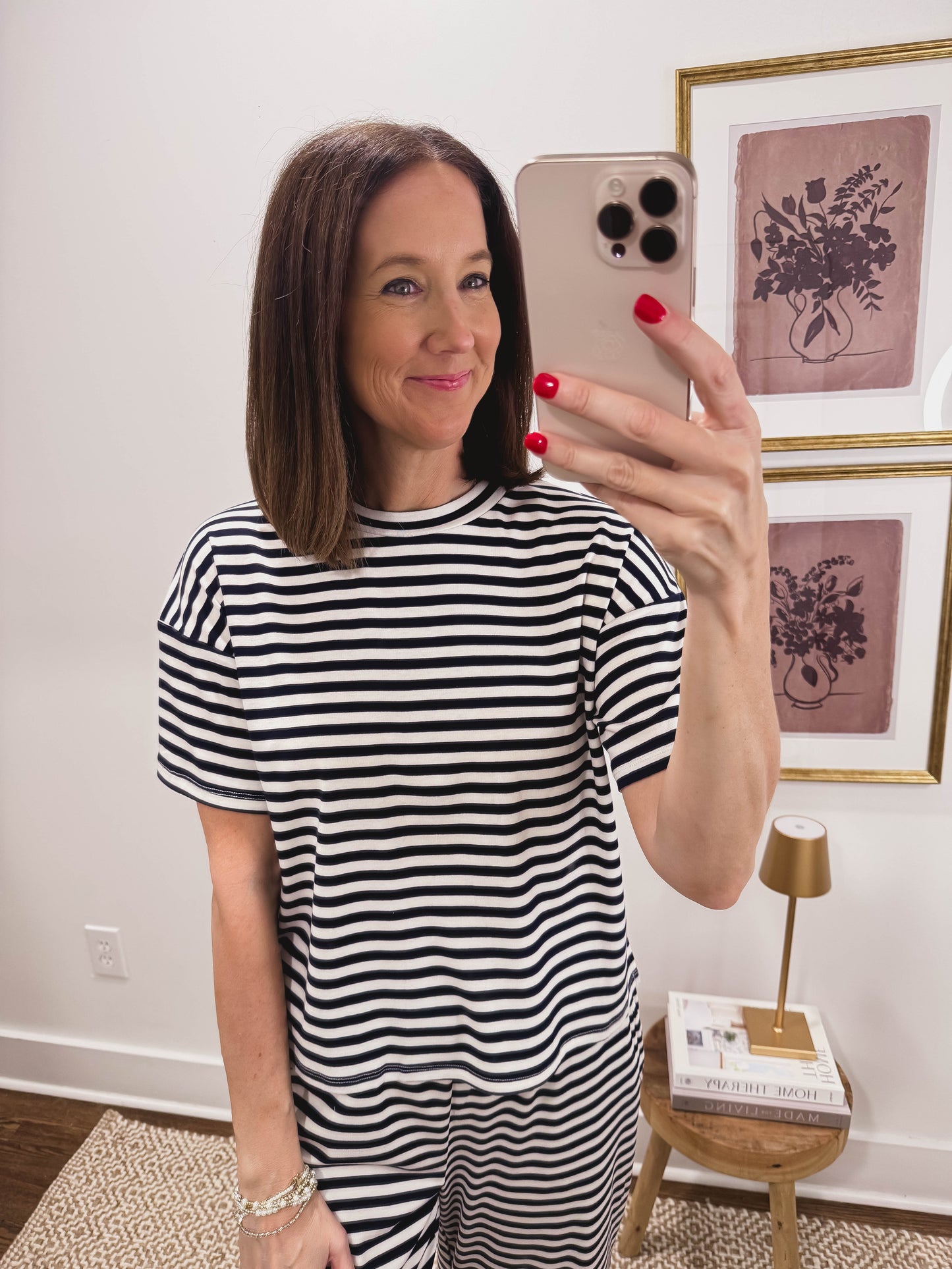 Navy and White Stripe Lounge Tee