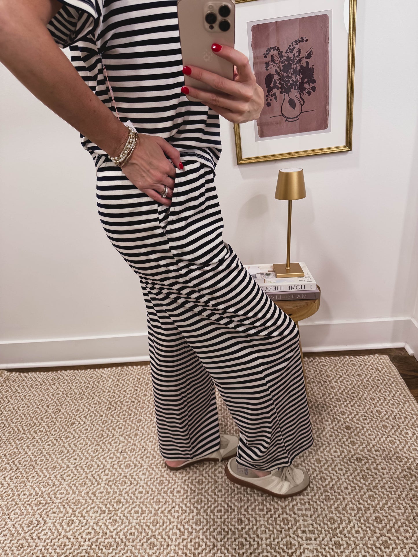 Navy and White Stripe Lounge Pants