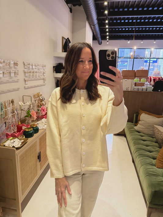 The Autumn Haze Cardigan in Light Yellow