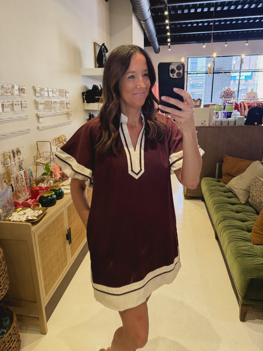 The June Dress in Brown and Cream