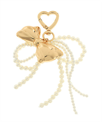 Pearl and Bow Bag Charm
