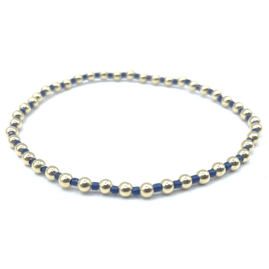 3MM COLOR CRUSH NEWPORT NAVY & GOLD WATERPROOF BRACELET 7"