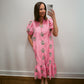 Pink Willow Ruffle Midi Dress