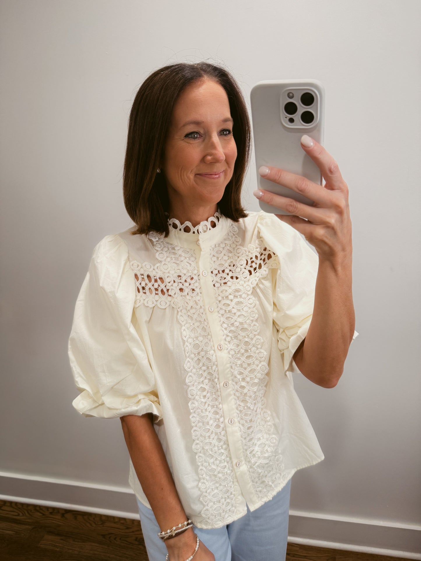 The Balloon Sleeve Blouse in Cream