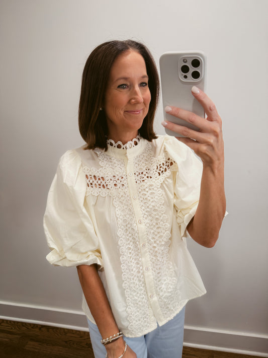 The Balloon Sleeve Blouse in Cream