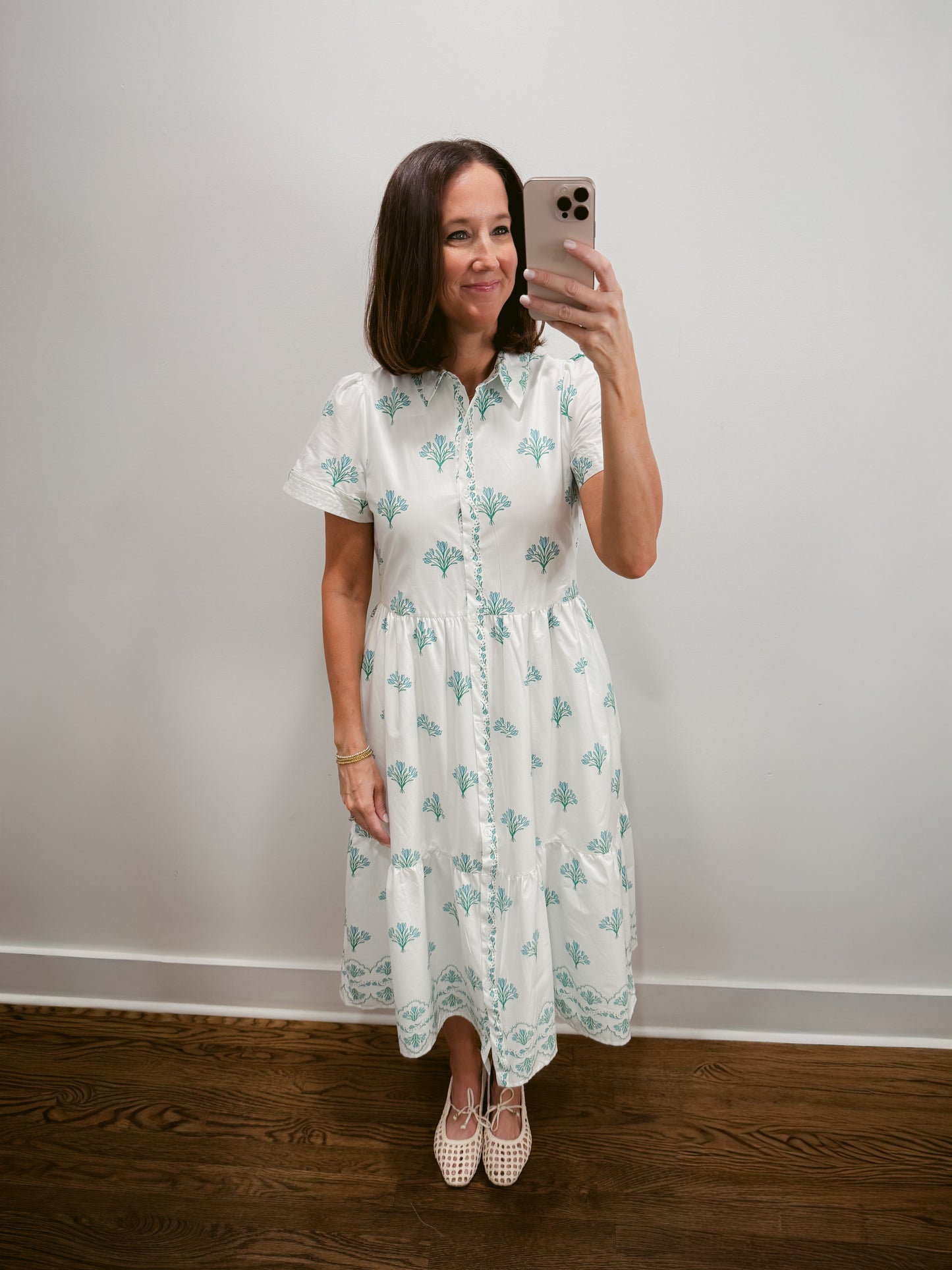 Seafoam Bloom Tiered Midi Dress