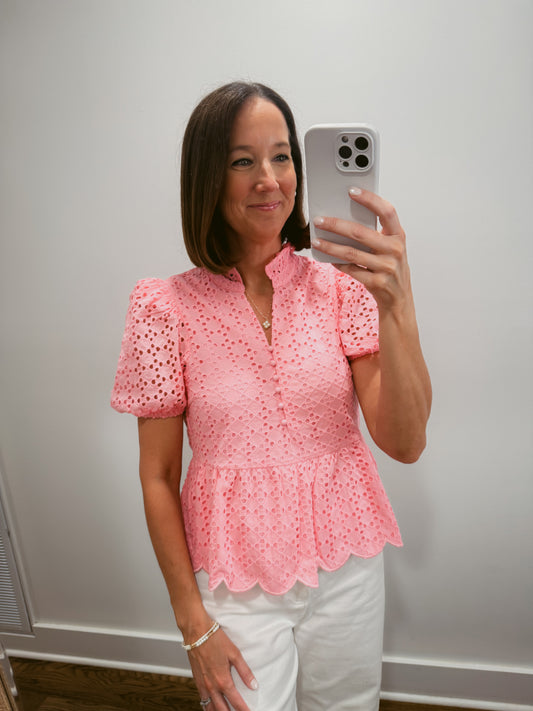 The Eyelet Blouse in Pink