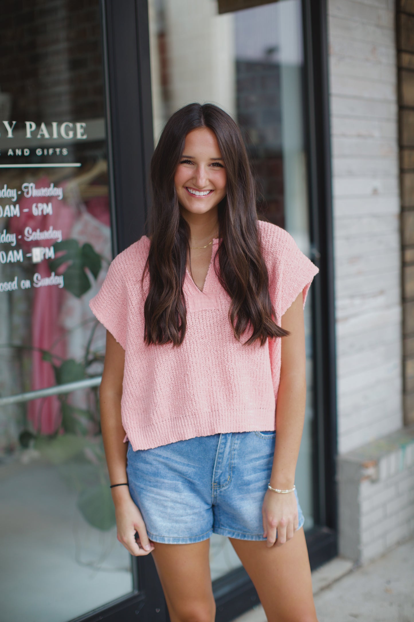 The Ava Sweater Vest in Bubble Gum