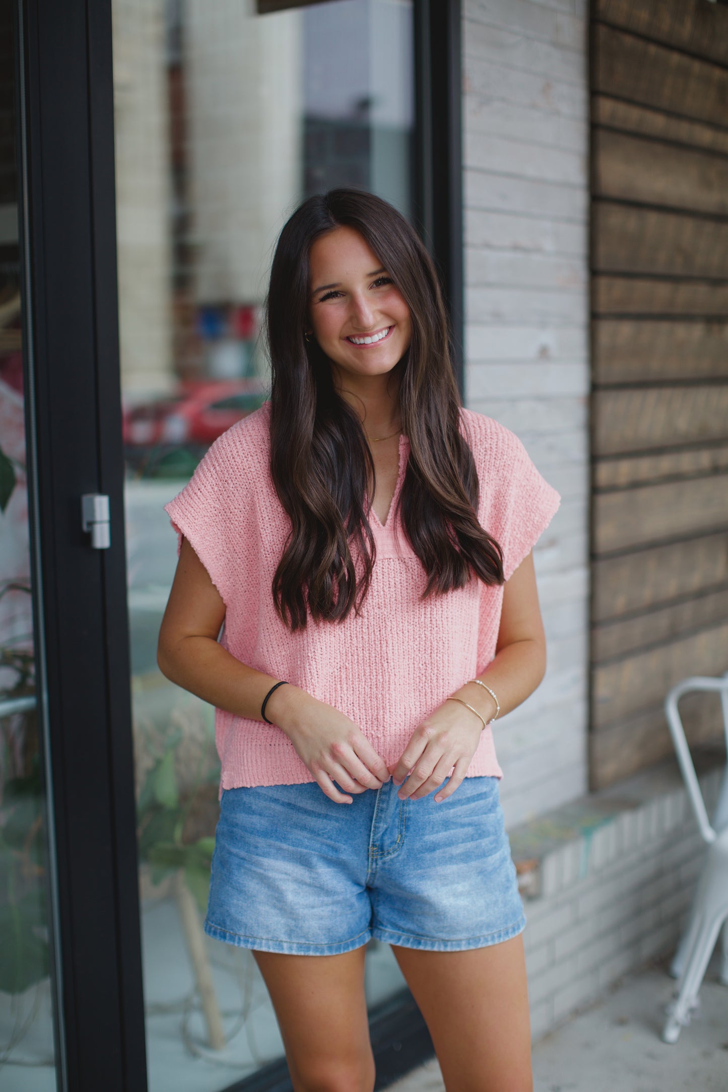 The Ava Sweater Vest in Bubble Gum