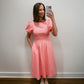 Pink Puff Sleeve Midi Dress