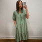 Emerald Blossom Midi Dress