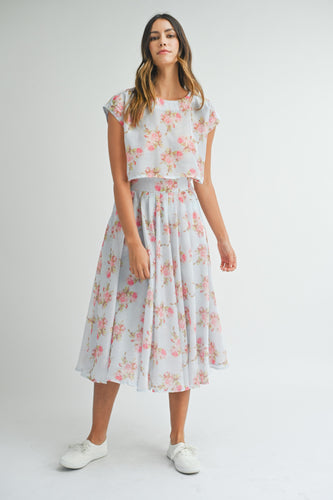 The Blossom Floral Top & Midi Skirt Set