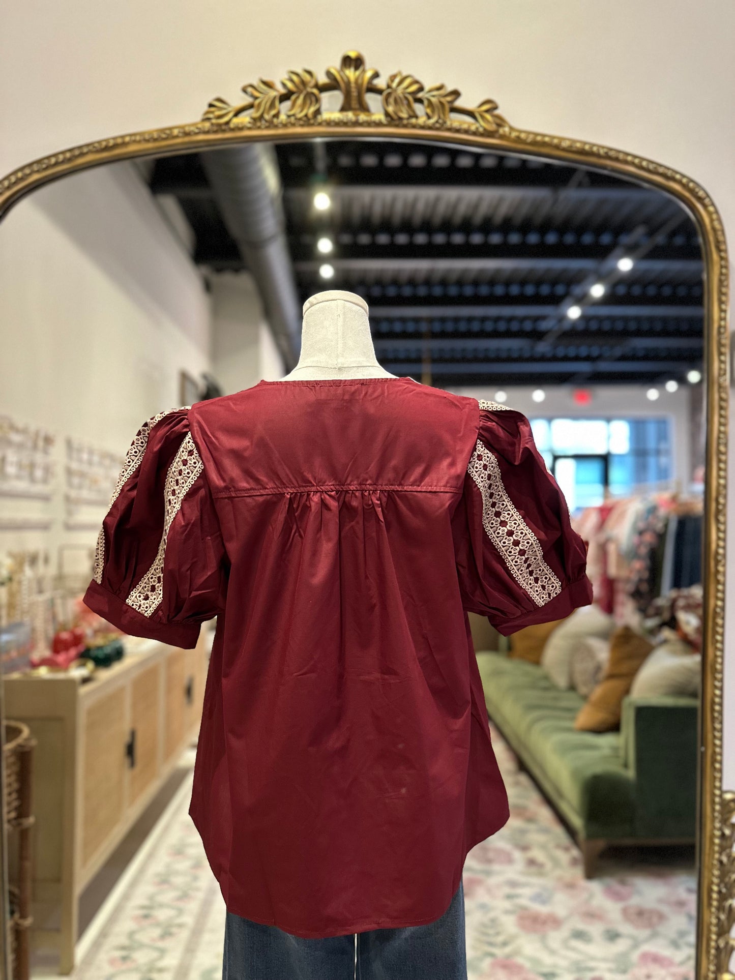 The Arden Luxe Top in Maroon
