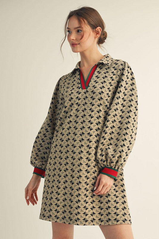 DOORBUSTER! Geometric Shirt Dress
