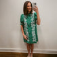 Emerald Embroidered Mini Dress