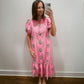 Pink Willow Ruffle Midi Dress