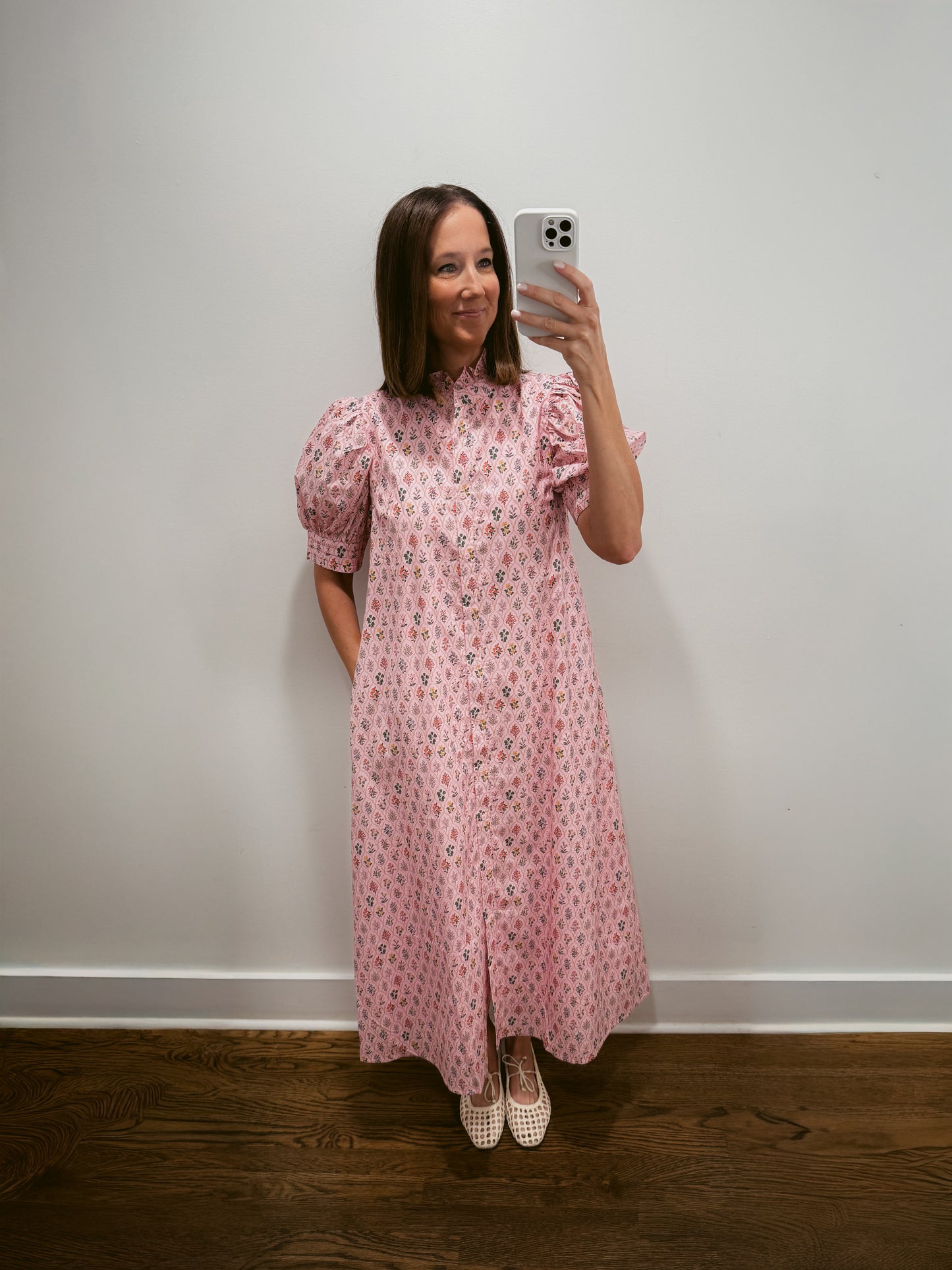Blush Garden Shirt Midi Dress