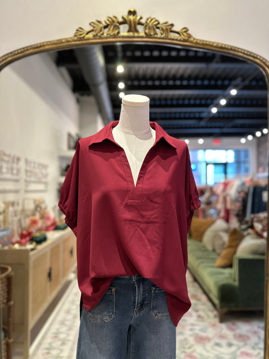 The Jane Top in Maroon