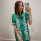 Emerald Embroidered Mini Dress