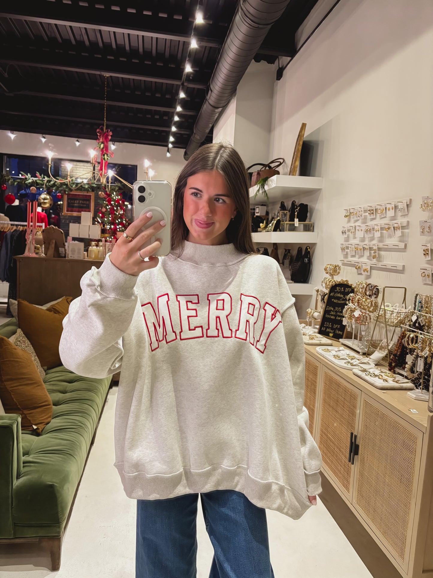 Merry Mockneck Sweatshirt in grey