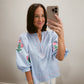 Petal Stitch Puff Sleeve Blouse