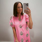 Pink Willow Ruffle Midi Dress
